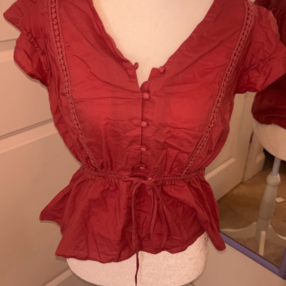 J. Crew Red Peplum Blouse